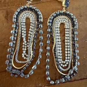 Anthropologie Black and Gold Beaded Earrings